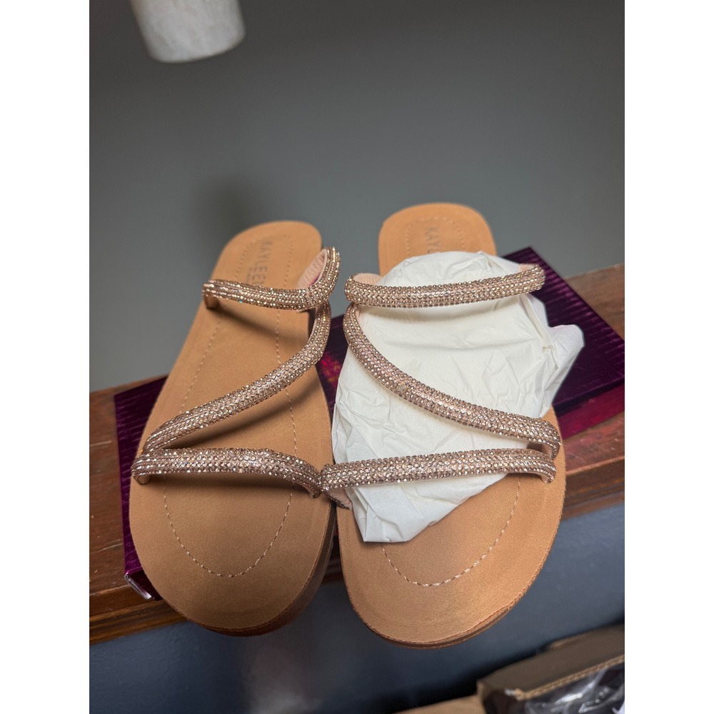 Rose gold bling sandals. Size 7.5